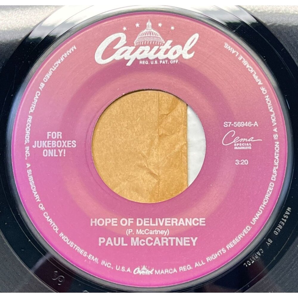 Paul McCartney Hope of Deliverance / Long Leather Coat 45 Rock Vinyl Beatles